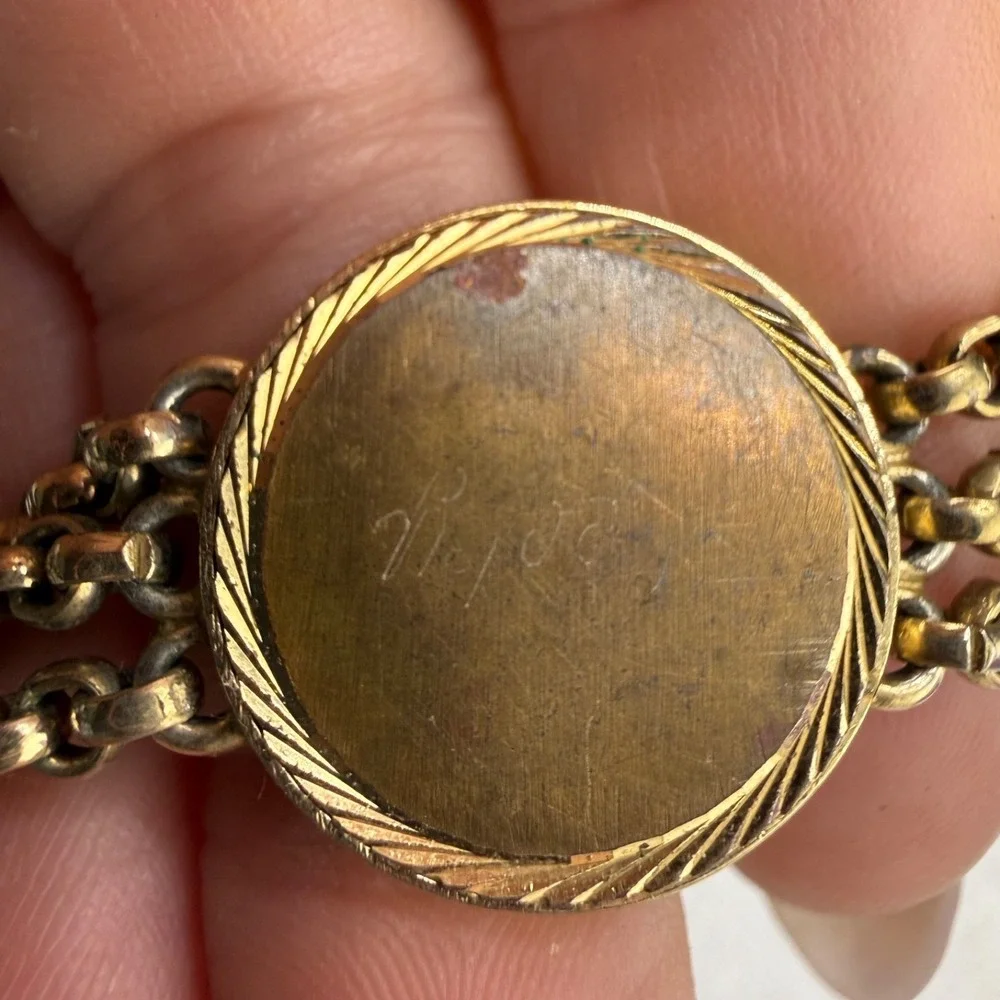 Vintage Speidel ID Bracelet‎ Engraved Gold Tone 6.5